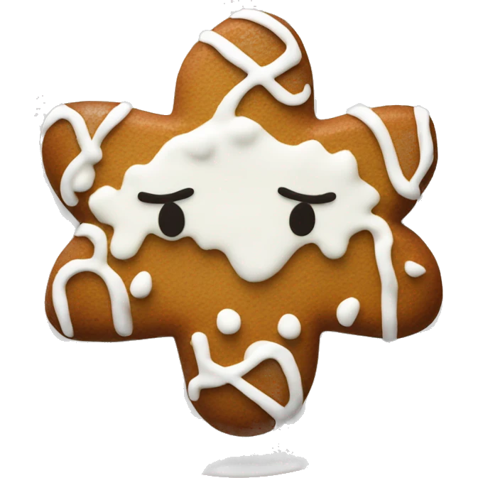 Simple Gingerbread with white frosting on a white plate  emoji
