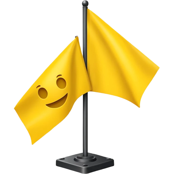 Apple emoji yellow flag with a triangular shape on an iron base emoji