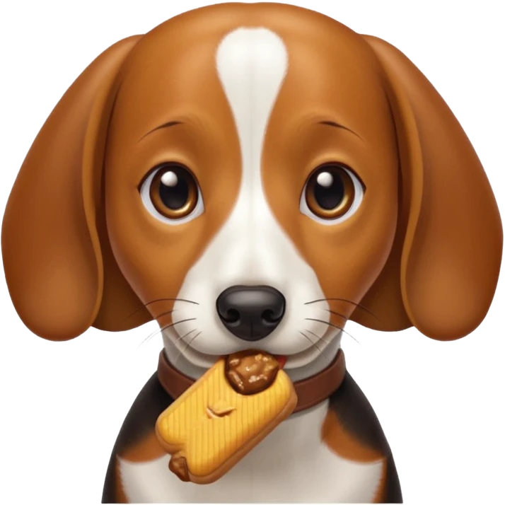 beagle dachshund mix with a treat emoji