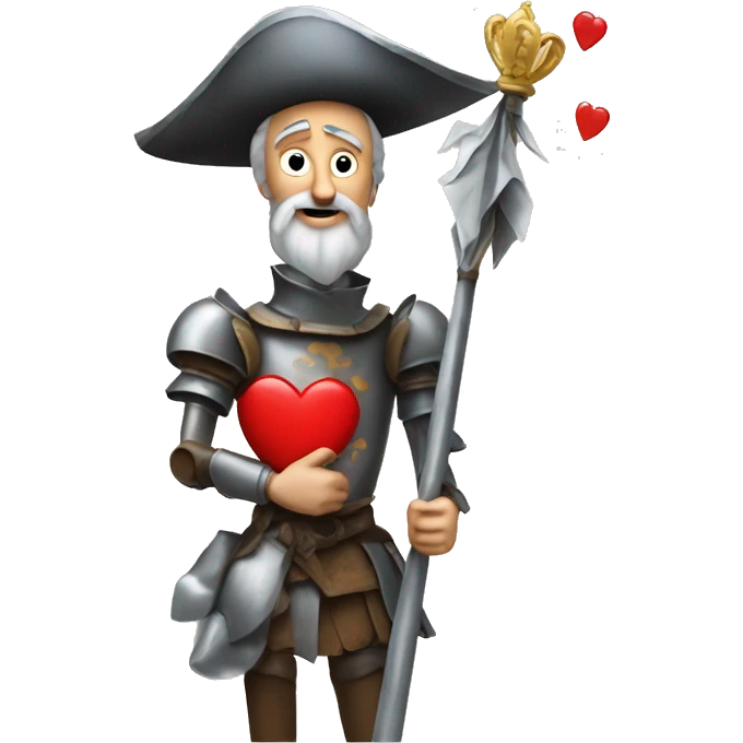 Don Quixote holds a heart in his hand emoji