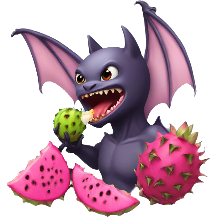 bat eating dragonfruit emoji
