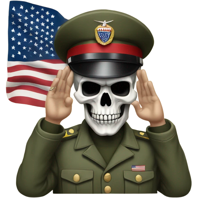 Saluting skull with the American flag emoji