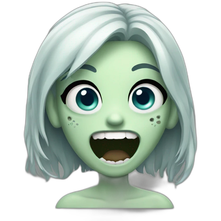 Happy zombie girl with both hands in the air emoji