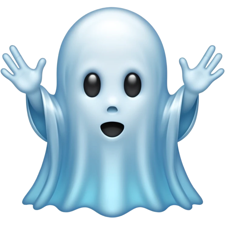 Shiny chrome cartoon ghost emoji