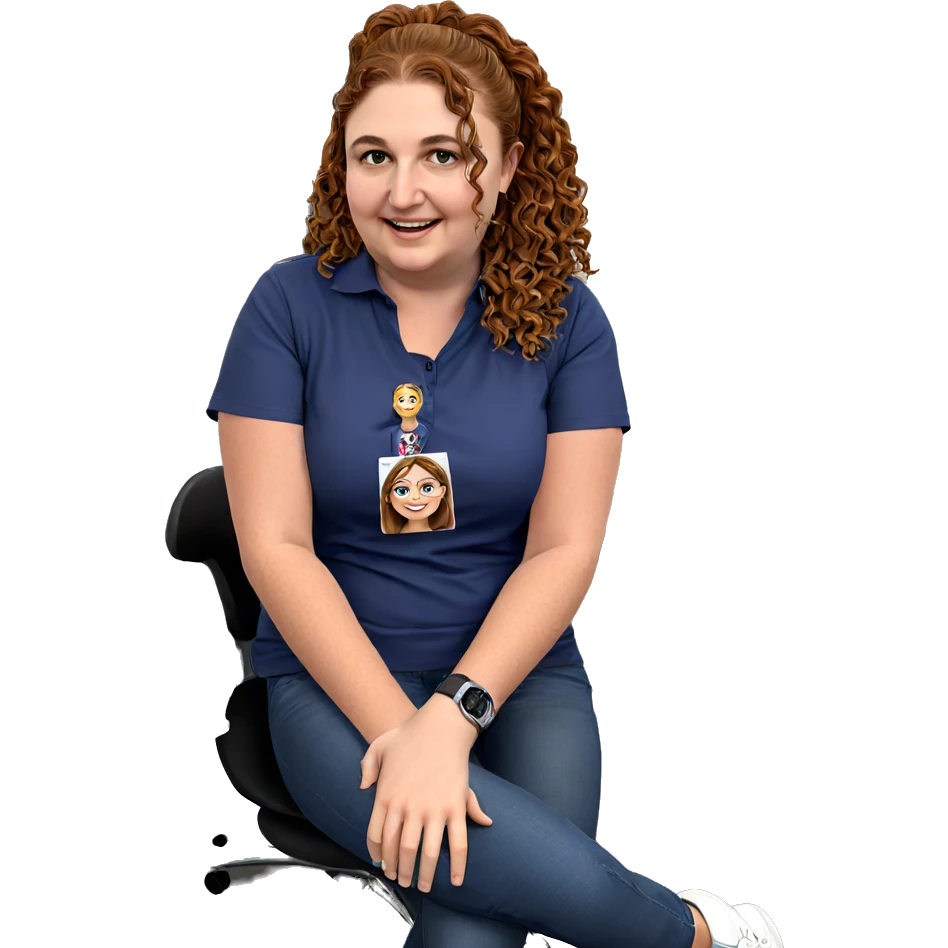 smiling girl in office setting emoji