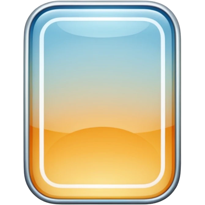 Glossy, transparent glass — rounded rectangle, soft reflections, subtle highlights on corners, thin white outline, clean and modern. Transparent background. emoji