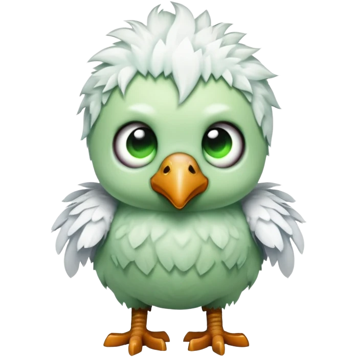 baby zombie on a tiny white chicken in Minecraft style emoji
