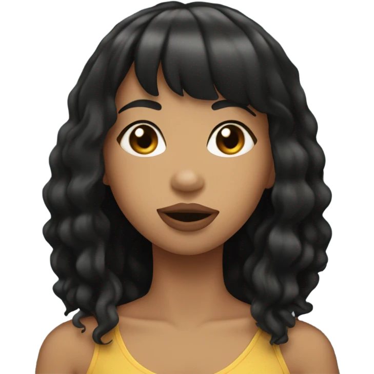 Instagram baddie lightskin with straight black hair and bangs blowing kiss emoji