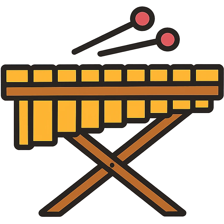 marimba de madera, instrumento musical, lineal color icon style emoji