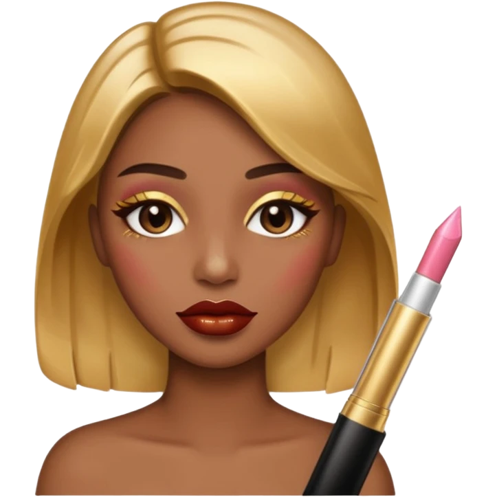 lip gloss brown with makeup gold emoji