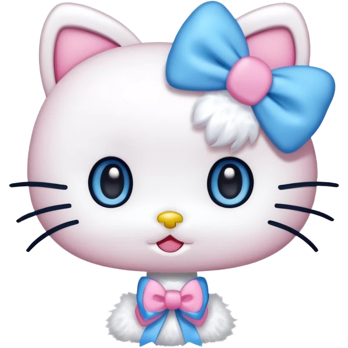 Hello Kitty with a large blue bow, cute expression emoji