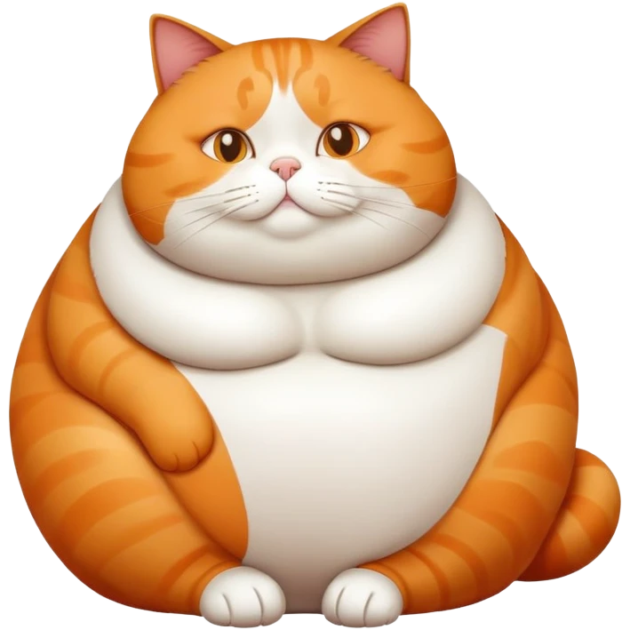 Fat cat sitting with round belly emoji