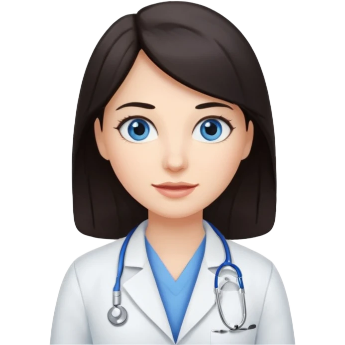 сгенерируй девушку стоматолога с темными волосами и голубыми глазами еще emoji