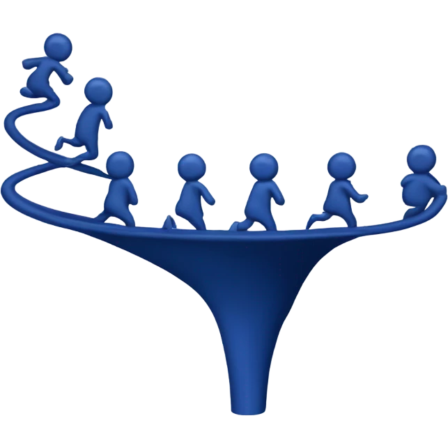 People are being sucked into a dark blue funnel emoji