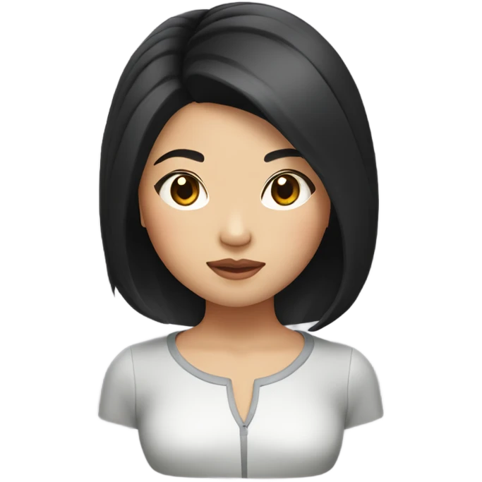 Asian girl with blowout and black hair emoji