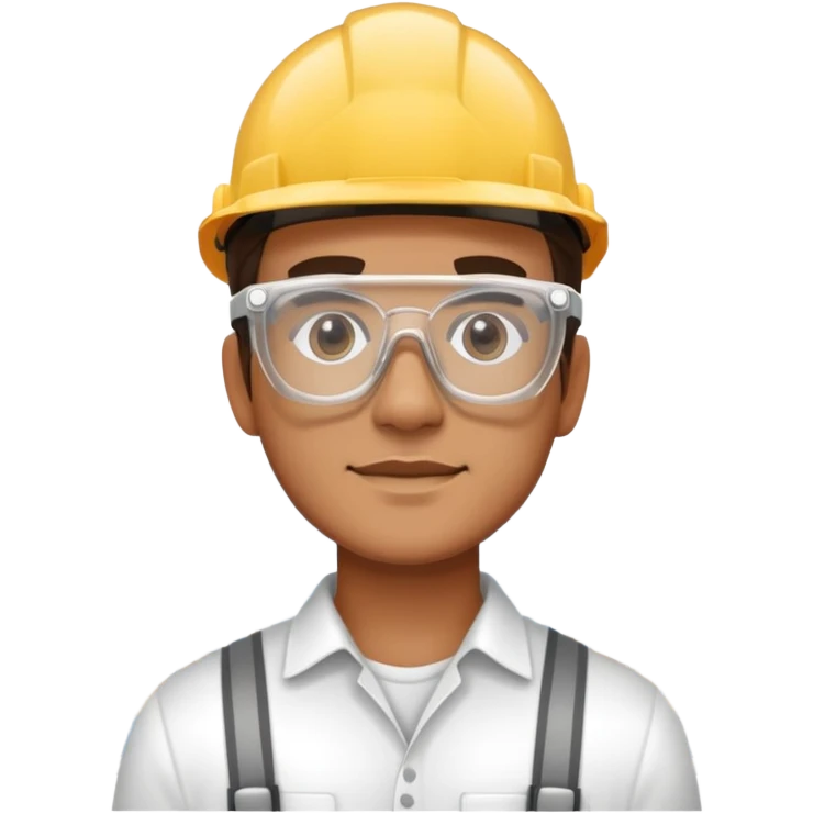 man making a model of a building wearing transparent protective safety glasses emoji