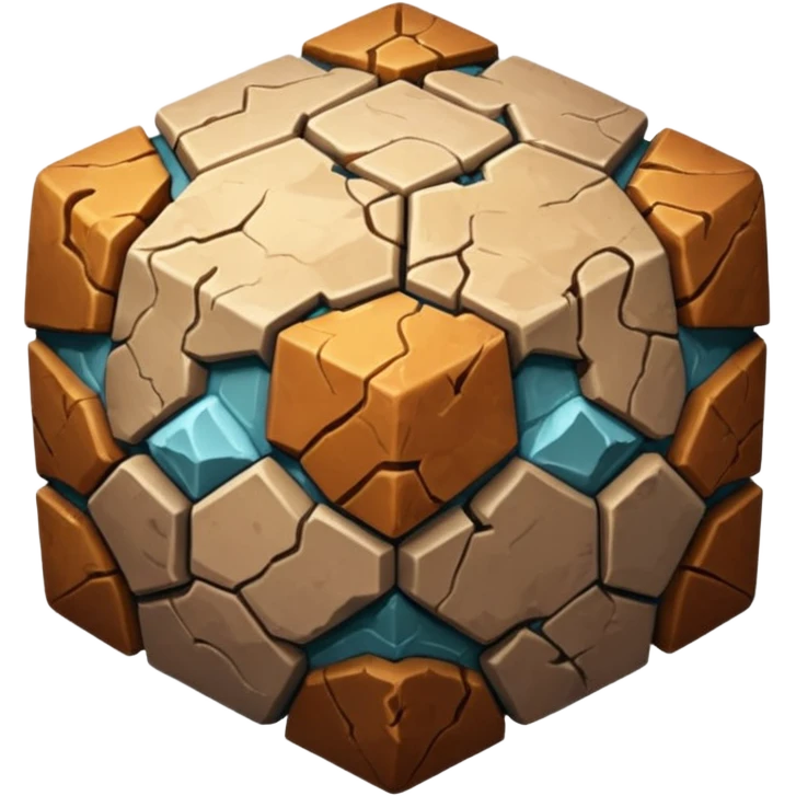 american-very-old-broken-cracked-intricate-stone-age-rocky-crusted-dodecahedron-shaped emoji