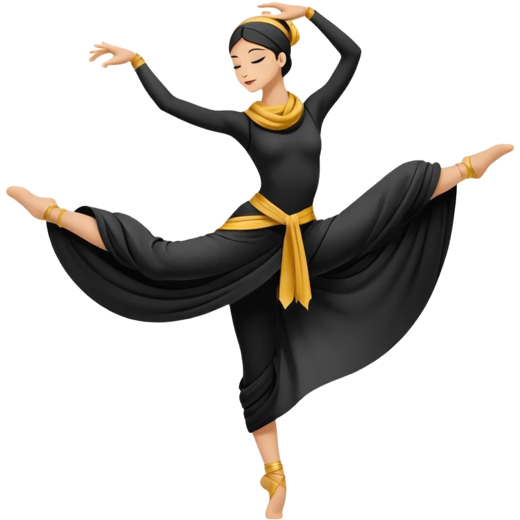 Minimalistic flat vector icon, iOS style, thin black contour on white background. Silhouette of a dancer with scarf or hip belt. Clean, no text, no shadows emoji