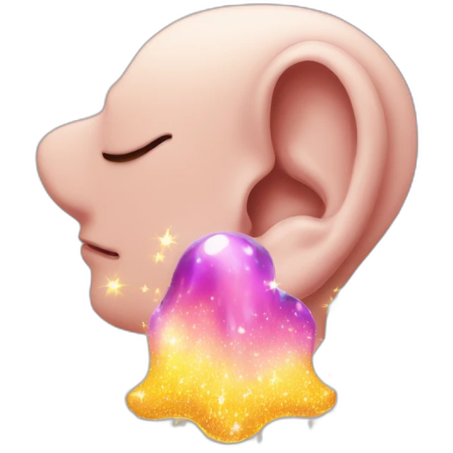 Human Ear surrounded by magic sparkles emoji
