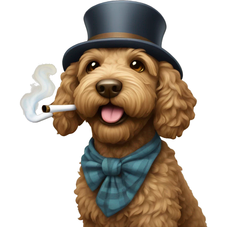 Labradoodle smoking a pipe emoji
