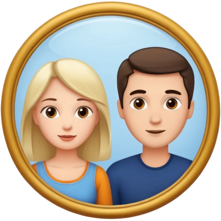 Woman in front. Man in mirror. They look similiar and look at each other emoji