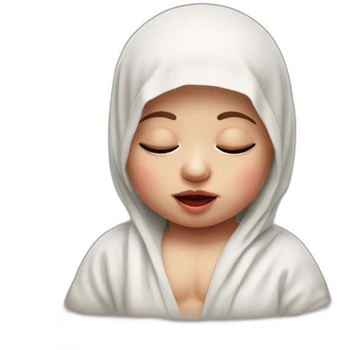 pale palestinian baby with red water from mouth and closed eyes emoji