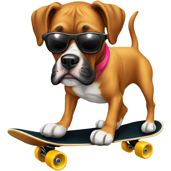 Cool Boxer dog on a skateboard with sun glasses on emoji
