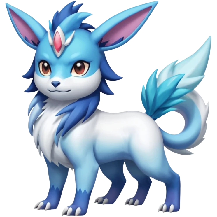 Shiny Sunny furry scaly pastel-gradient Absol-Cobalion-Glaceon-Suicune-Amaura-fusion emoji