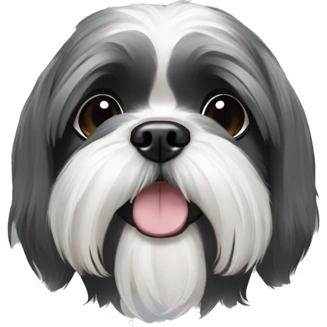 Black grey and white Shih tzu emoji