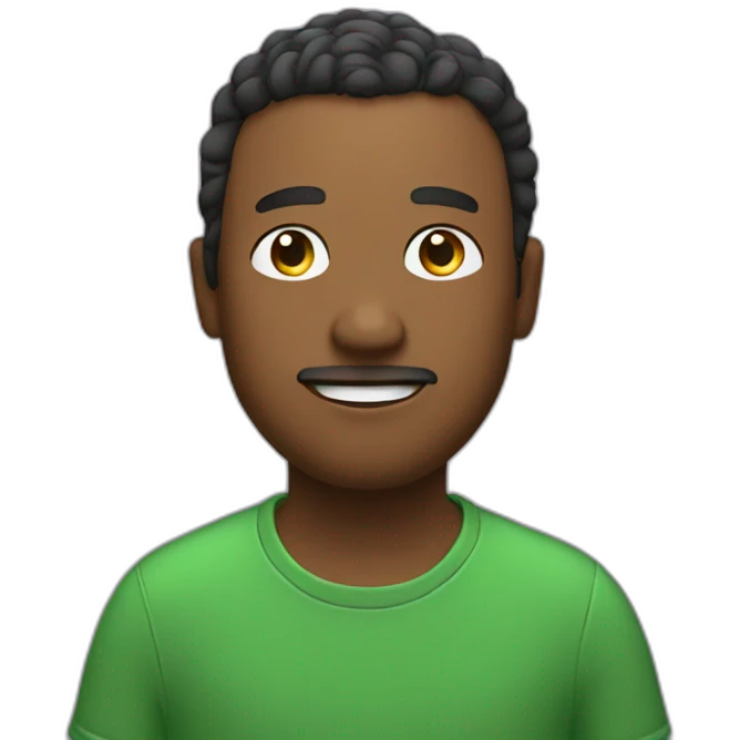 storyteller with a green t shirt and stars around his head emoji