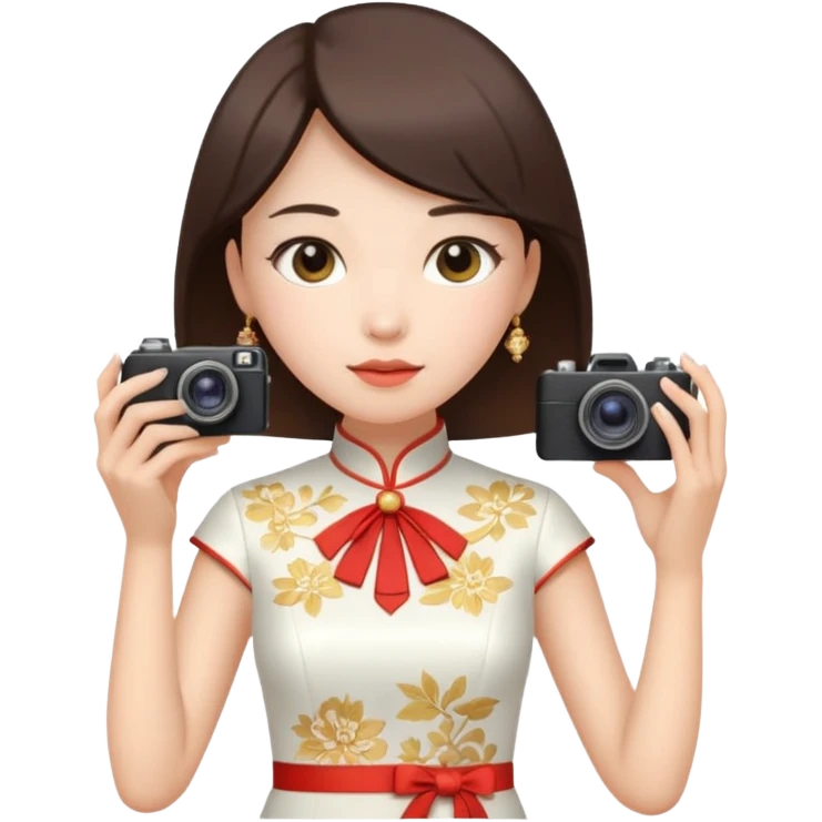 cheongsam ancient white fox with camera emoji