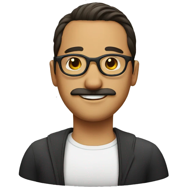 a man with a bun, round glasses and thin moustache emoji