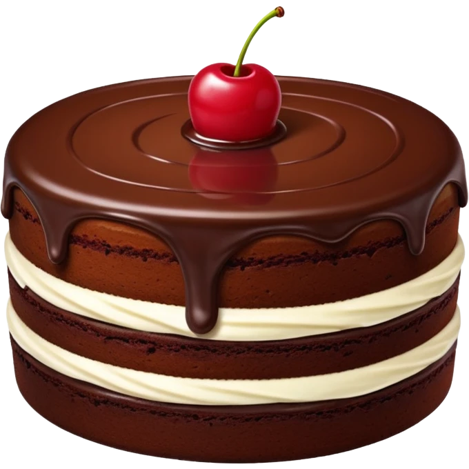 Chocolate cake with buttercream frosting and cherry sauce emoji