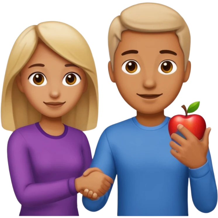 a man and a girl shaking hands, apple emoji style emoji