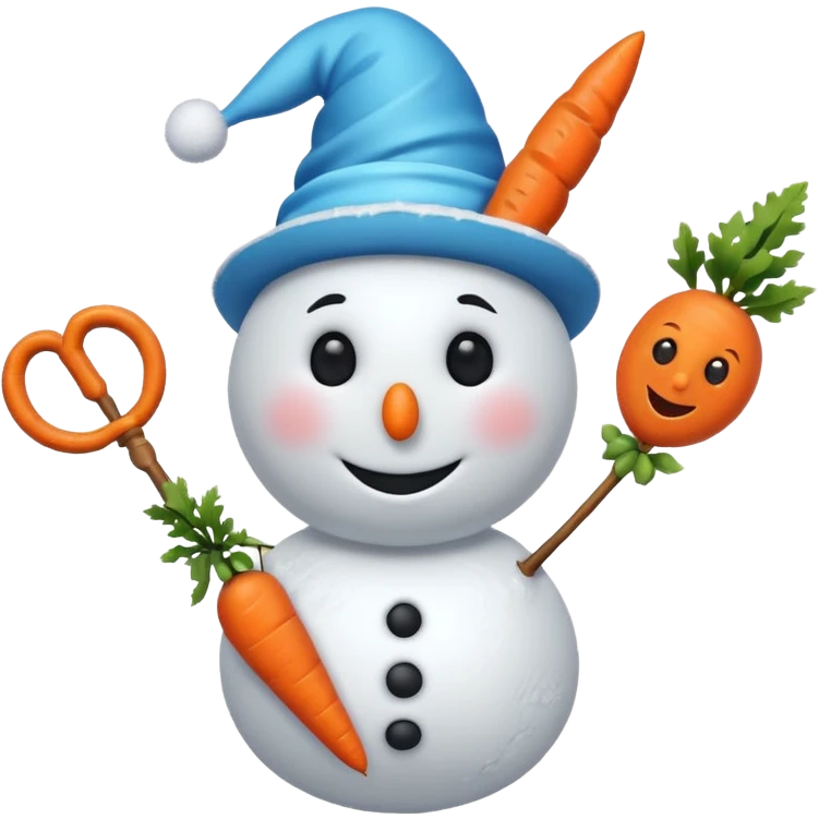 Snowman in a swimsuit and a magic wand in his hands emoji