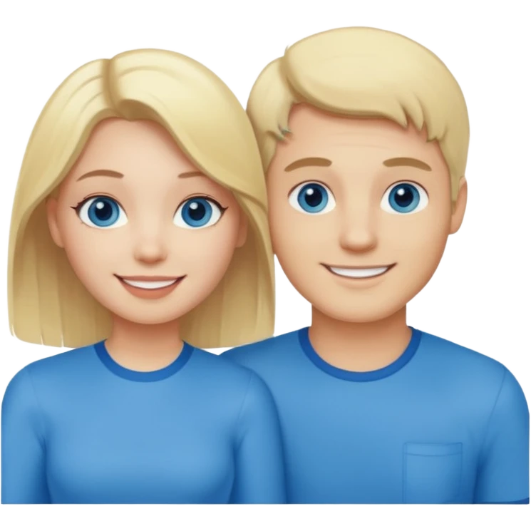 polaroid photo of a couple thats white with Blonde hair for the guy and blue eyes, emoji
