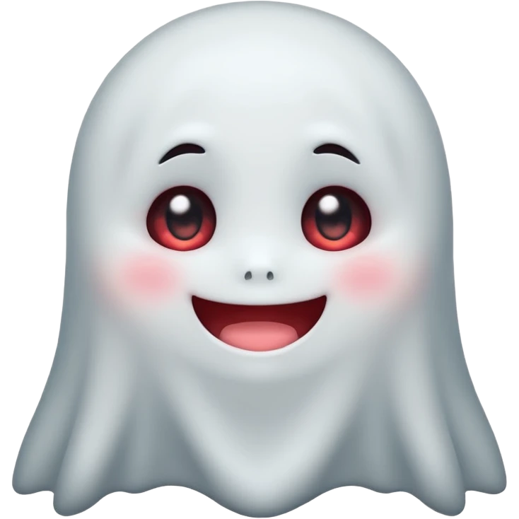 little cute ghost is smiling with blushed face, only face cute animie eyes emoji