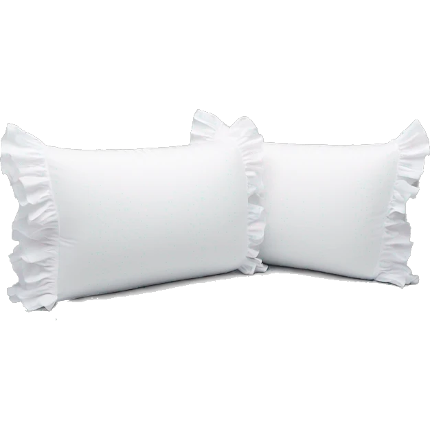 2 white pillows with ruffles frontal  emoji