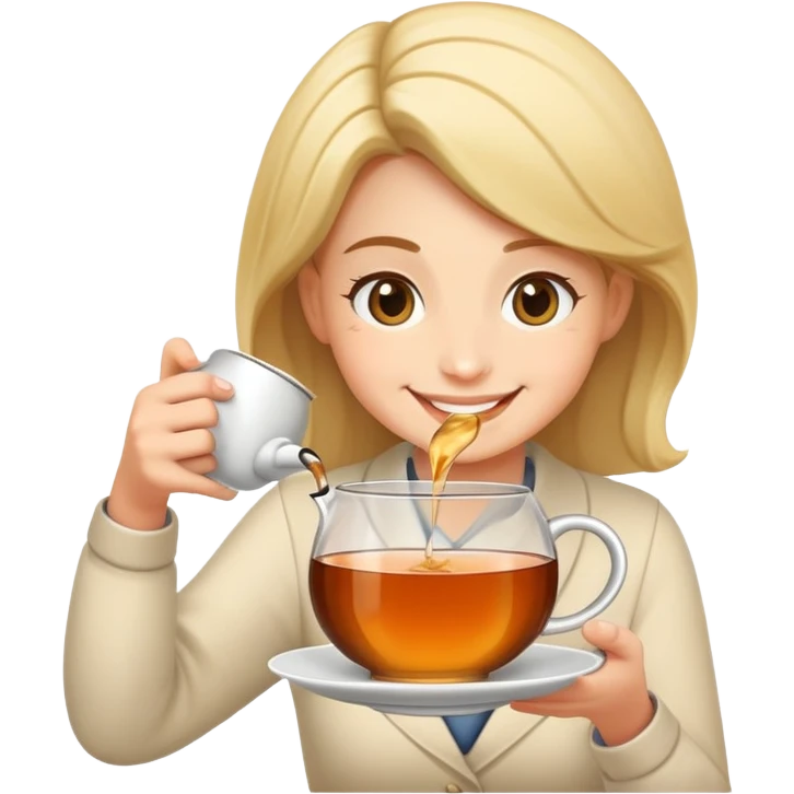 smiling person pouring tea emoji