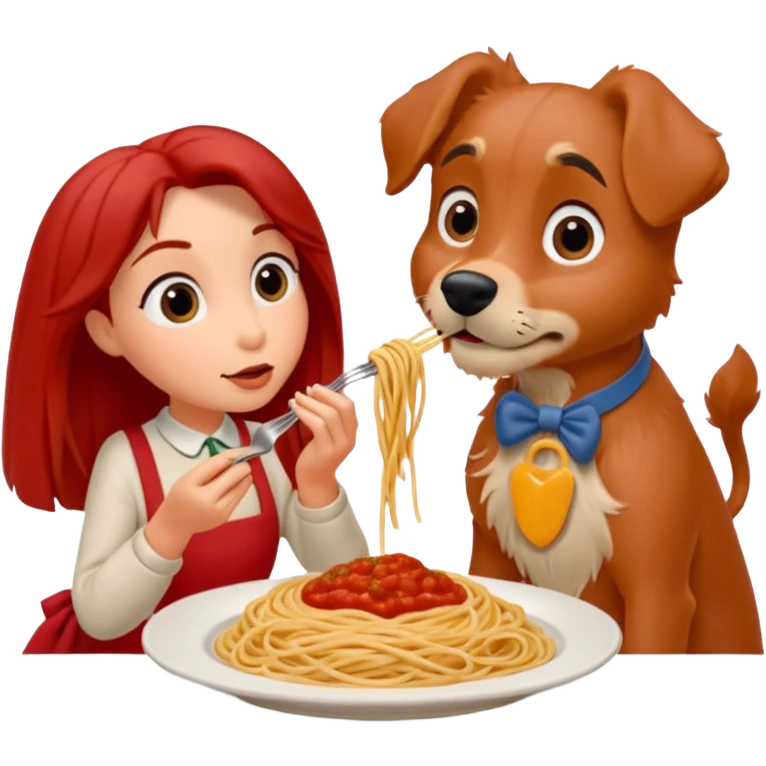 Lady and The tramp sharing spaghetti scene emoji