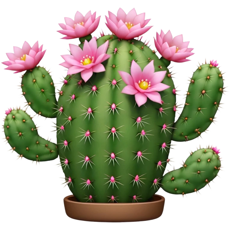 Cactus with soft pink flowers emoji
