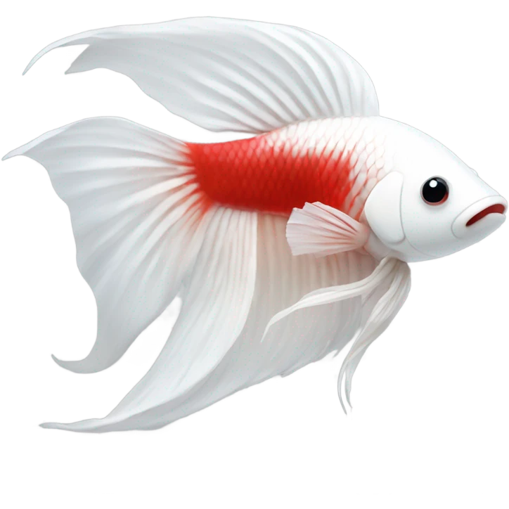 White betta fish happy, external fins red not white but the body and head white  emoji