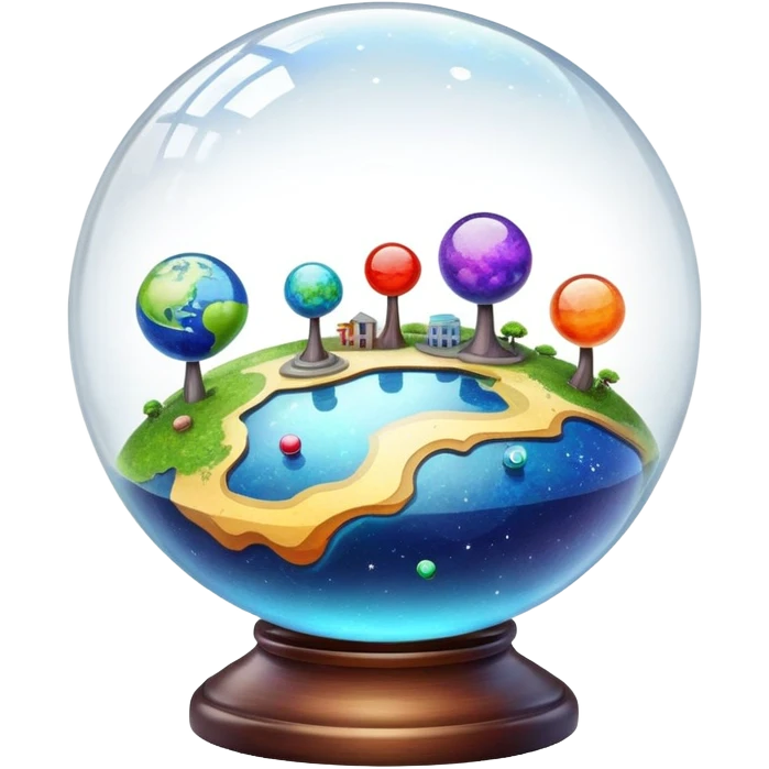 Tiny planets inside a glass globe dome emoji