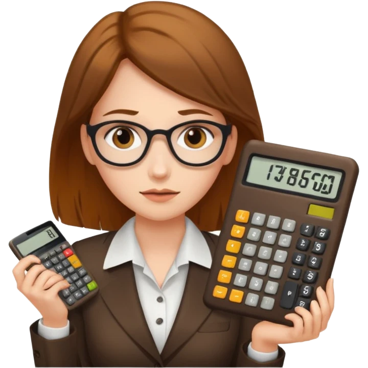 female accountant with calculator covered in shit emoji