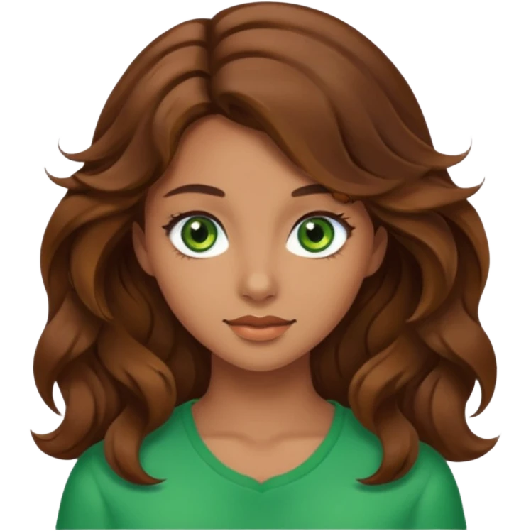 A pretty girl with tan skin and brown wavy hair emoji