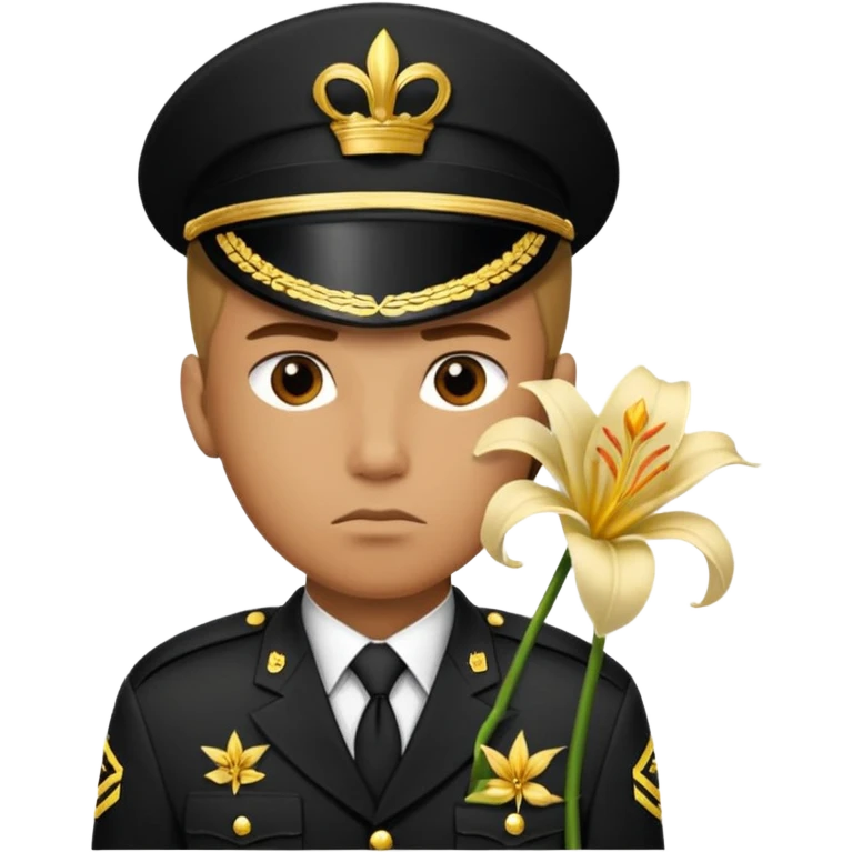 Special force male without backround only on uniform sign unit with golden lily sign emoji