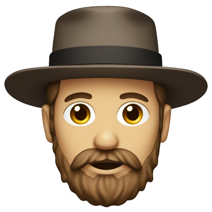 Amish man white with brown straw hat building a building with beard no mustache emoji