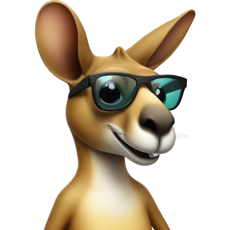 kangaroo with surfborad and cool glasses emoji