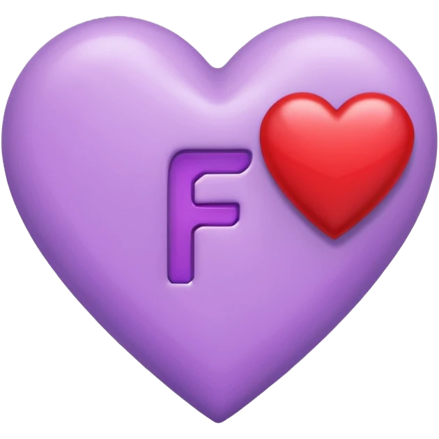 un corazon rojo CON LA LETRA F EN EL CENTRO DE COLOR LILA emoji