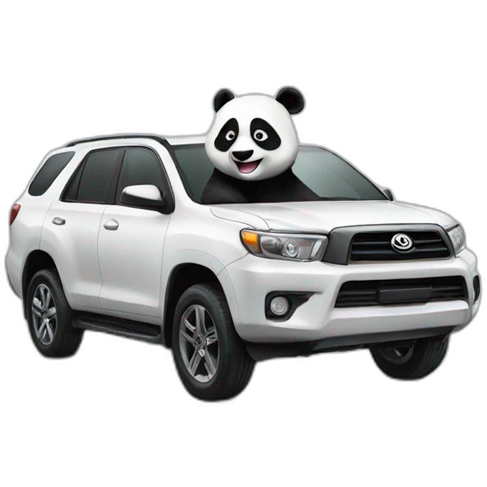 Ninja panda on a car emoji
